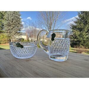 Waterford Crystal Alana Pattern Cream Pitcher and Sugar Bowl ~with Sticker
